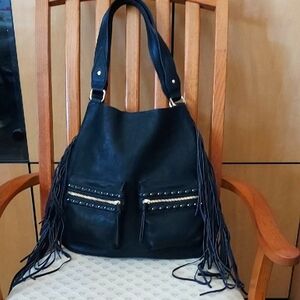 Big Buddha Black Fringe Tote Bag